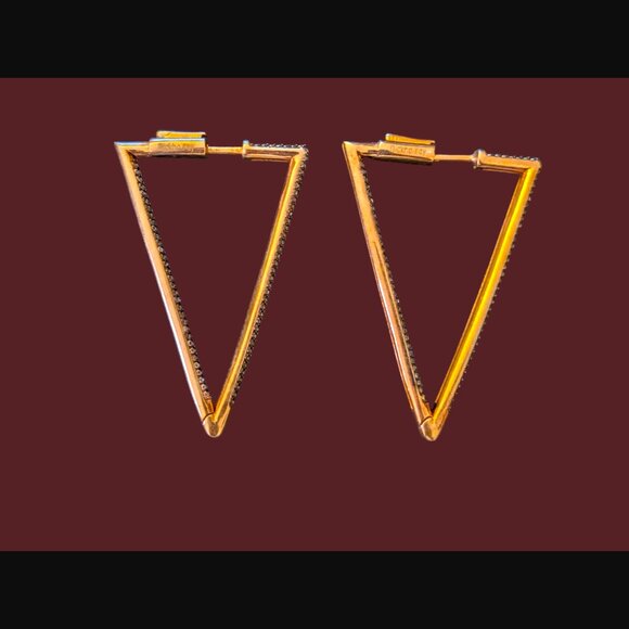 Nickho Rey Rose Gold 14k Vermeil 925 Sterling Silver Crystal 72mm Drop Earrings - Picture 6 of 8